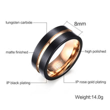 Load image into Gallery viewer, Europe and America Style Men Classic Ring Pure Tungsten Carbide Hand-brushed Rose Gold Plating Ring, Size: 12, Diameter: 21.5mm, Perimeter: 67.5mm, Size: 12