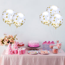 Load image into Gallery viewer, 5 PCS 12 inch Transparent Gold Sequins Confetti Balloons, Holiday Party Wedding Decoration Confetti Balloons, Random Style Delivery, 12 inch Sequins Confetti Balloons