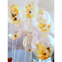 Load image into Gallery viewer, 5 PCS 12 inch Transparent Gold Sequins Confetti Balloons, Holiday Party Wedding Decoration Confetti Balloons, Random Style Delivery, 12 inch Sequins Confetti Balloons