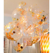 Load image into Gallery viewer, 5 PCS 12 inch Transparent Gold Sequins Confetti Balloons, Holiday Party Wedding Decoration Confetti Balloons, Random Style Delivery, 12 inch Sequins Confetti Balloons