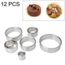 Load image into Gallery viewer, 12 PCS / Set Stainless Steel Round Shape Cutting Mould Mousse Cake Doughnut Baking Tools, Round Shape(12 PCS / Set)