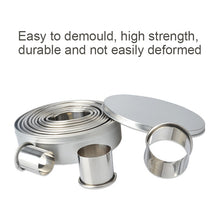 Load image into Gallery viewer, 12 PCS / Set Stainless Steel Round Shape Cutting Mould Mousse Cake Doughnut Baking Tools, Round Shape(12 PCS / Set)