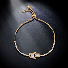 Load image into Gallery viewer, Valentines Day Gift Hamsa Hand Crystal Inlaid Hand Chain Bracelet, Chain Length: 25cm