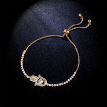 Load image into Gallery viewer, Valentines Day Gift Hamsa Hand Crystal Inlaid Hand Chain Bracelet, Chain Length: 25cm