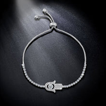 Load image into Gallery viewer, Valentines Day Gift Hamsa Hand Crystal Inlaid Hand Chain Bracelet, Chain Length: 25cm