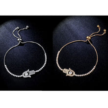 Load image into Gallery viewer, Valentines Day Gift Hamsa Hand Crystal Inlaid Hand Chain Bracelet, Chain Length: 25cm