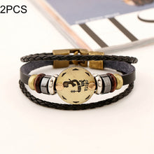 Load image into Gallery viewer, 2 PCS Couple Lovers Jewelry Leather Braided Constellation Detail Hand Chain Bracelet, Size: 21*1.2cm, HC3505A, HC3505B, HC3505C, HC3505D, HC3505E, HC3505F, HC3505G, HC3505H, HC3505J, HC3505K, HC3505L, HC3505M