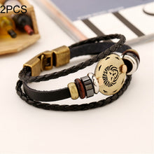 Load image into Gallery viewer, 2 PCS Couple Lovers Jewelry Leather Braided Constellation Detail Hand Chain Bracelet, Size: 21*1.2cm, HC3505A, HC3505B, HC3505C, HC3505D, HC3505E, HC3505F, HC3505G, HC3505H, HC3505J, HC3505K, HC3505L, HC3505M
