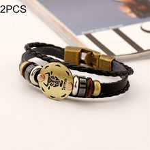 Load image into Gallery viewer, 2 PCS Couple Lovers Jewelry Leather Braided Constellation Detail Hand Chain Bracelet, Size: 21*1.2cm, HC3505A, HC3505B, HC3505C, HC3505D, HC3505E, HC3505F, HC3505G, HC3505H, HC3505J, HC3505K, HC3505L, HC3505M