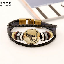 Load image into Gallery viewer, 2 PCS Couple Lovers Jewelry Leather Braided Constellation Detail Hand Chain Bracelet, Size: 21*1.2cm, HC3505A, HC3505B, HC3505C, HC3505D, HC3505E, HC3505F, HC3505G, HC3505H, HC3505J, HC3505K, HC3505L, HC3505M