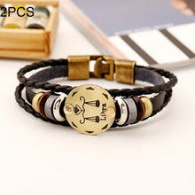 Load image into Gallery viewer, 2 PCS Couple Lovers Jewelry Leather Braided Constellation Detail Hand Chain Bracelet, Size: 21*1.2cm, HC3505A, HC3505B, HC3505C, HC3505D, HC3505E, HC3505F, HC3505G, HC3505H, HC3505J, HC3505K, HC3505L, HC3505M