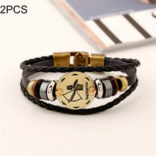 Load image into Gallery viewer, 2 PCS Couple Lovers Jewelry Leather Braided Constellation Detail Hand Chain Bracelet, Size: 21*1.2cm, HC3505A, HC3505B, HC3505C, HC3505D, HC3505E, HC3505F, HC3505G, HC3505H, HC3505J, HC3505K, HC3505L, HC3505M