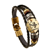 Load image into Gallery viewer, 2 PCS Couple Lovers Jewelry Leather Braided Constellation Detail Hand Chain Bracelet, Size: 21*1.2cm, HC3505A, HC3505B, HC3505C, HC3505D, HC3505E, HC3505F, HC3505G, HC3505H, HC3505J, HC3505K, HC3505L, HC3505M