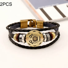 Load image into Gallery viewer, 2 PCS Couple Lovers Jewelry Leather Braided Constellation Detail Hand Chain Bracelet, Size: 21*1.2cm, HC3505A, HC3505B, HC3505C, HC3505D, HC3505E, HC3505F, HC3505G, HC3505H, HC3505J, HC3505K, HC3505L, HC3505M