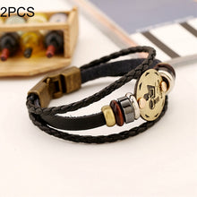 Load image into Gallery viewer, 2 PCS Couple Lovers Jewelry Leather Braided Constellation Detail Hand Chain Bracelet, Size: 21*1.2cm, HC3505A, HC3505B, HC3505C, HC3505D, HC3505E, HC3505F, HC3505G, HC3505H, HC3505J, HC3505K, HC3505L, HC3505M