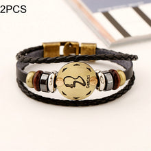 Load image into Gallery viewer, 2 PCS Couple Lovers Jewelry Leather Braided Constellation Detail Hand Chain Bracelet, Size: 21*1.2cm, HC3505A, HC3505B, HC3505C, HC3505D, HC3505E, HC3505F, HC3505G, HC3505H, HC3505J, HC3505K, HC3505L, HC3505M