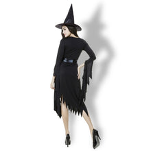 Load image into Gallery viewer, Black Irregular Long Skirt Exit Halloween Costume Cosplay Show Witchcraft Dress, M, Chest: 88cm, Waistline: 72cm, Skirt Length: 108cm, Long Skirt Exit Chest: 88cm