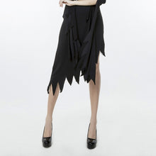 Load image into Gallery viewer, Black Irregular Long Skirt Exit Halloween Costume Cosplay Show Witchcraft Dress, M, Chest: 88cm, Waistline: 72cm, Skirt Length: 108cm, Long Skirt Exit Chest: 88cm