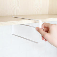 Load image into Gallery viewer, Stainless Metal Kitchen Toilet Paper Towel Rack Paper Towel Roll Holder Cabinet Hanging Shelf Preservative Film Storage Rack,Size: 26*10.8*1.5cm, White