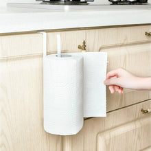Load image into Gallery viewer, Stainless Metal Kitchen Toilet Paper Towel Rack Paper Towel Roll Holder Cabinet Hanging Shelf Preservative Film Storage Rack,Size: 26*10.8*1.5cm, White