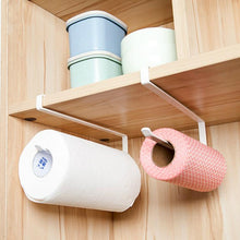 Load image into Gallery viewer, Stainless Metal Kitchen Toilet Paper Towel Rack Paper Towel Roll Holder Cabinet Hanging Shelf Preservative Film Storage Rack,Size: 26*10.8*1.5cm, White