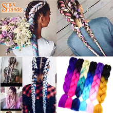 Load image into Gallery viewer, Fashion Color Gradient Individual Braid Wigs Chemical Fiber Big Braids, Length: 60cm(18Navy Blue+Sky Blue), 01, 02, 03, 06, 08, 15, 16, 17, 18, 26, 27, 28, 29, 54, 59
