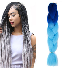 Load image into Gallery viewer, Fashion Color Gradient Individual Braid Wigs Chemical Fiber Big Braids, Length: 60cm(18Navy Blue+Sky Blue), 01, 02, 03, 06, 08, 15, 16, 17, 18, 26, 27, 28, 29, 54, 59