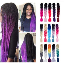 Load image into Gallery viewer, Fashion Color Gradient Individual Braid Wigs Chemical Fiber Big Braids, Length: 60cm(18Navy Blue+Sky Blue), 01, 02, 03, 06, 08, 15, 16, 17, 18, 26, 27, 28, 29, 54, 59