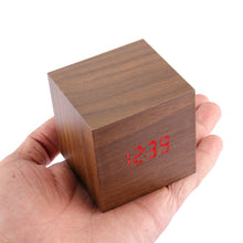 Load image into Gallery viewer, Wood Clock Desk Table LED Digital Display Alarm Clock with Time &amp; Date &amp; Temperature Display, Wood Clock