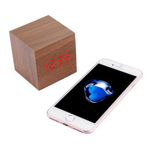 Load image into Gallery viewer, Wood Clock Desk Table LED Digital Display Alarm Clock with Time &amp; Date &amp; Temperature Display, Wood Clock