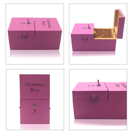 Creative Funny Present Useless Box Novel Wooden Anti-stress Toy(Dark Wood), Useless Box