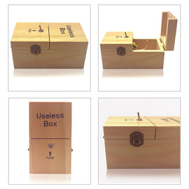 Creative Funny Present Useless Box Novel Wooden Anti-stress Toy(Dark Wood)