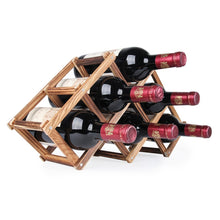 Load image into Gallery viewer, 6 Bottles Racks Foldable Wine Stand Wooden Wine Holder Kitchen Bar Display Shelf, 6 Bottles