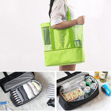 Load image into Gallery viewer, Portable Double Layer Mesh Sport Duffel Beach Picnic Shoulder Storage Bag Handbag, Double Layer Handbag(Green), Double Layer Handbag(Blue)