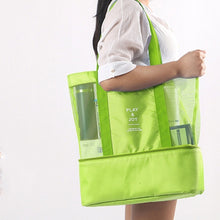 Load image into Gallery viewer, Portable Double Layer Mesh Sport Duffel Beach Picnic Shoulder Storage Bag Handbag, Double Layer Handbag(Green), Double Layer Handbag(Blue)