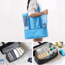 Load image into Gallery viewer, Portable Double Layer Mesh Sport Duffel Beach Picnic Shoulder Storage Bag Handbag, Double Layer Handbag(Green), Double Layer Handbag(Blue)