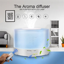 Load image into Gallery viewer, T700 Remote Control Clear White Air Humidifier Automatic Alcohol Sprayer Essential Oil Diffuser Ultrasonic Mist Maker Ultrasonic Aroma Diffuser Atomizer Color LED, Capacity: 700ml, DC 24V, US Plug, Clear White (700ml), Wood Pattern (700ml)
