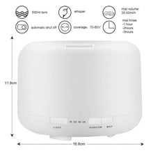 Load image into Gallery viewer, T500 Remote Control Clear White Air Humidifier Automatic Alcohol Sprayer Essential Oil Diffuser Ultrasonic Mist Maker Ultrasonic Aroma Diffuser Atomizer Color LED, Capacity: 500ml, DC 24V, US Plug, Clear White (500ml), Wood Pattern (500ml)