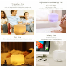 Load image into Gallery viewer, T500 Remote Control Clear White Air Humidifier Automatic Alcohol Sprayer Essential Oil Diffuser Ultrasonic Mist Maker Ultrasonic Aroma Diffuser Atomizer Color LED, Capacity: 500ml, DC 24V, US Plug, Clear White (500ml), Wood Pattern (500ml)