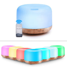Load image into Gallery viewer, T500 Remote Control Clear White Air Humidifier Automatic Alcohol Sprayer Essential Oil Diffuser Ultrasonic Mist Maker Ultrasonic Aroma Diffuser Atomizer Color LED, Capacity: 500ml, DC 24V, US Plug, Clear White (500ml), Wood Pattern (500ml)