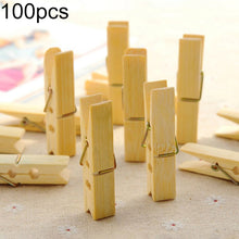 Load image into Gallery viewer, 100pcs Multi-function Mini Bamboo Clothes Photo Paper Peg Clothespin Laundry Hanger Clip, Bamboo