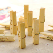 Load image into Gallery viewer, 100pcs Multi-function Mini Bamboo Clothes Photo Paper Peg Clothespin Laundry Hanger Clip, Bamboo