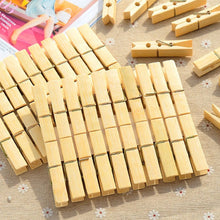 Load image into Gallery viewer, 100pcs Multi-function Mini Bamboo Clothes Photo Paper Peg Clothespin Laundry Hanger Clip, Bamboo