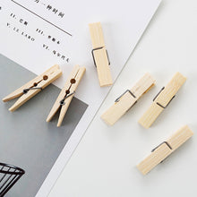 Load image into Gallery viewer, 100pcs Multi-function Mini Bamboo Clothes Photo Paper Peg Clothespin Laundry Hanger Clip, Bamboo