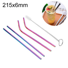 Load image into Gallery viewer, 4pcs Reusable Stainless Steel Drinking Straw + Cleaner Brush Set Kit,  215*6mm, 215*6mm (Combination)