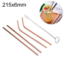 Load image into Gallery viewer, 4pcs Reusable Stainless Steel Drinking Straw + Cleaner Brush Set Kit,  215*6mm, 215*6mm (Combination)