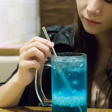 Load image into Gallery viewer, 5pcs Reusable Stainless Steel Bent Drinking Straw + Cleaner Brush Set Kit,  215*8mm, 215*8mm (Bent)
