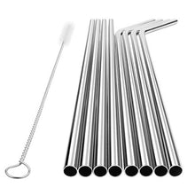 Load image into Gallery viewer, 5pcs Reusable Stainless Steel Bent Drinking Straw + Cleaner Brush Set Kit,  215*8mm, 215*8mm (Bent)
