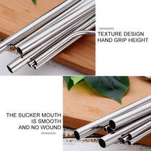 Load image into Gallery viewer, 5pcs Reusable Stainless Steel Bent Drinking Straw + Cleaner Brush Set Kit,  215*8mm, 215*8mm (Bent)