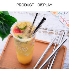 Load image into Gallery viewer, 5pcs Reusable Stainless Steel Bent Drinking Straw + Cleaner Brush Set Kit,  215*8mm, 215*8mm (Bent)
